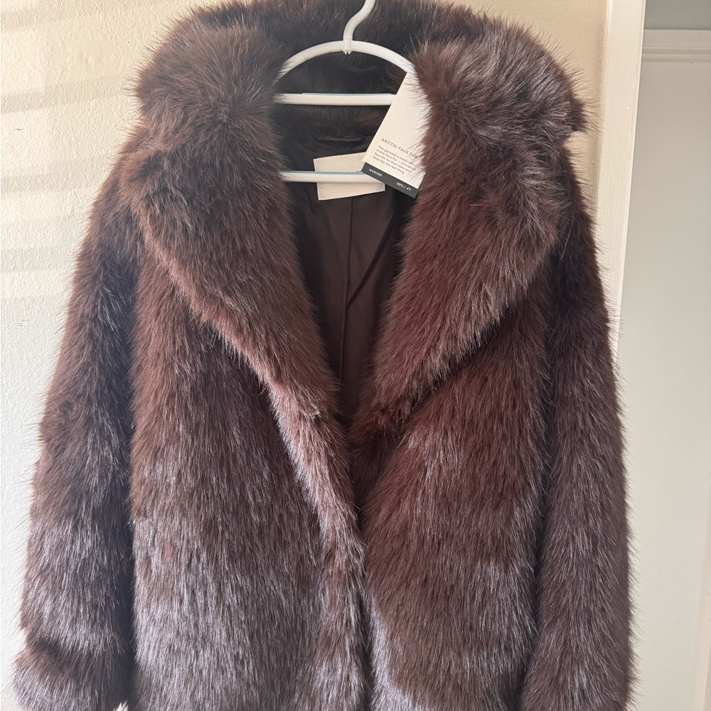 Aritzia Brown Faux Fur Cortina Coat